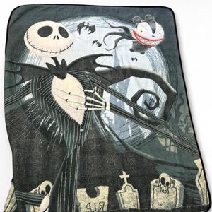 Disney The Nightmare Before Christmas Jack Skellington Black Gray Throw Blanket